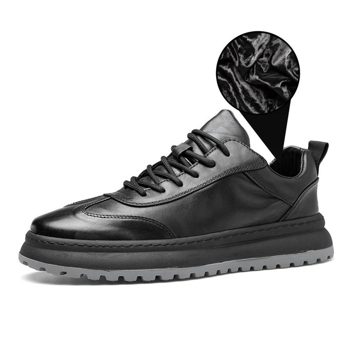 CALORA_ Luxtin | Lage Zwarte Leren Sneakers
