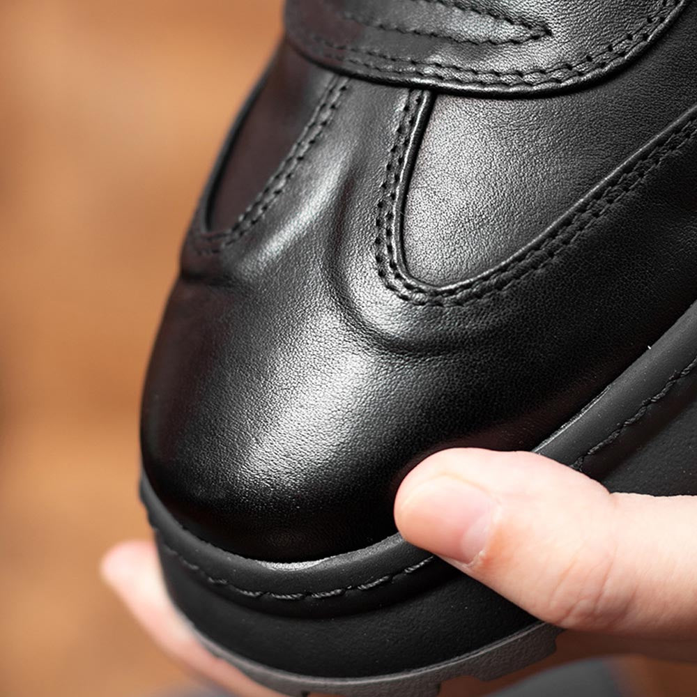 CALORA_ Luxtin | Lage Zwarte Leren Sneakers