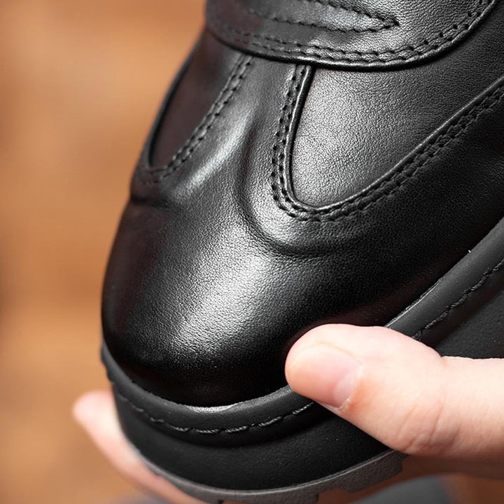 CALORA_ Luxtin | Lage Zwarte Leren Sneakers