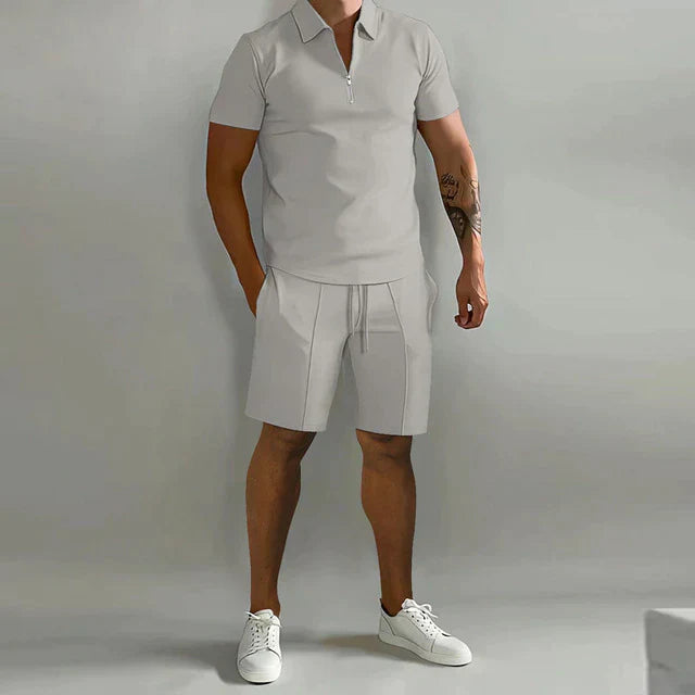 CALORA_ Luxueuze Polo en Shorts Set voor Mannen in Zomerse Stijl