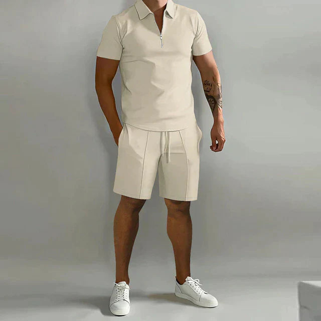 CALORA_ Luxueuze Polo en Shorts Set voor Mannen in Zomerse Stijl