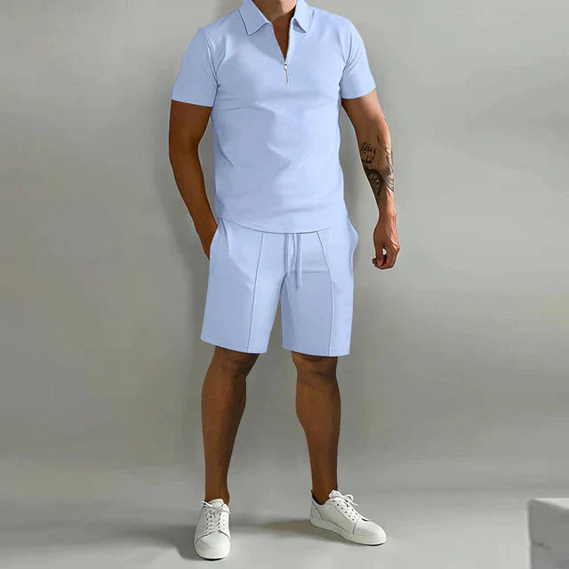 CALORA_ Luxueuze Polo en Shorts Set voor Mannen in Zomerse Stijl