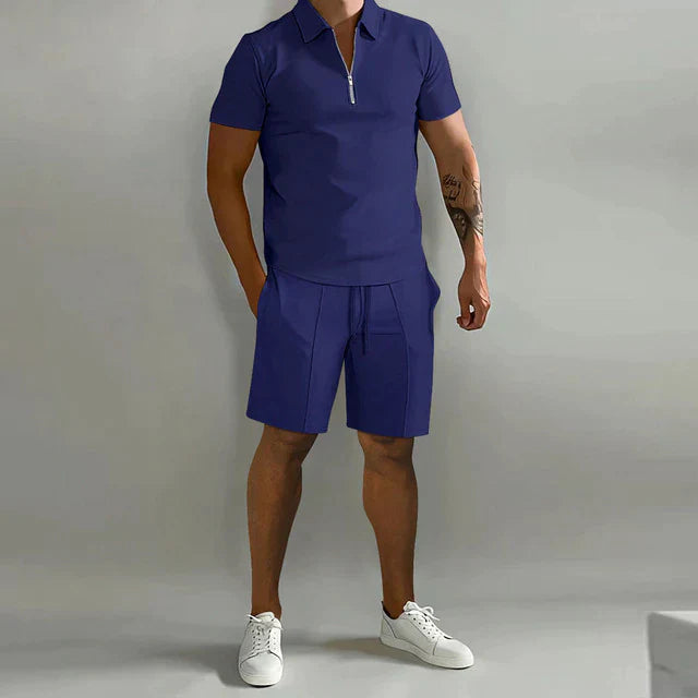 CALORA_ Luxueuze Polo en Shorts Set voor Mannen in Zomerse Stijl