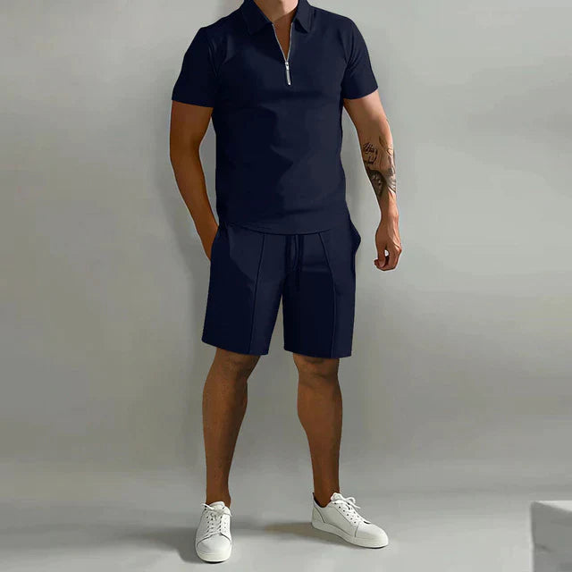 CALORA_ Luxueuze Polo en Shorts Set voor Mannen in Zomerse Stijl