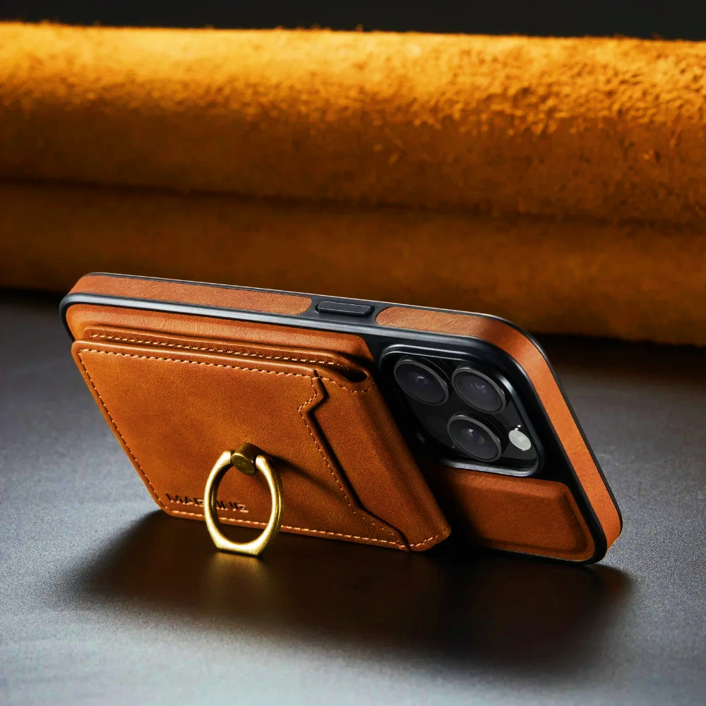 CALORA_ MagSafe iPhone-hoesje met Afneembare Portemonnee en Ringhouder