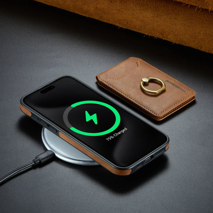 CALORA_ MagSafe iPhone-hoesje met Afneembare Portemonnee en Ringhouder