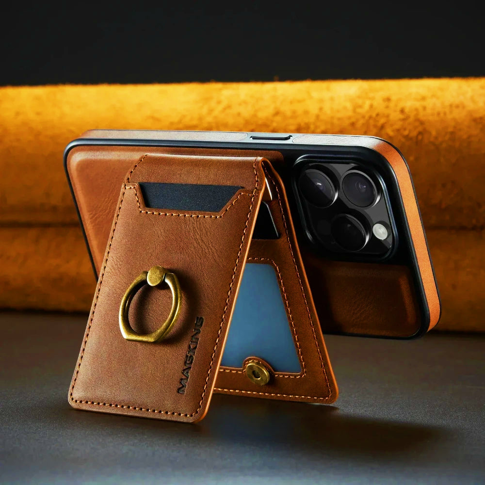 CALORA_ MagSafe iPhone-hoesje met Afneembare Portemonnee en Ringhouder