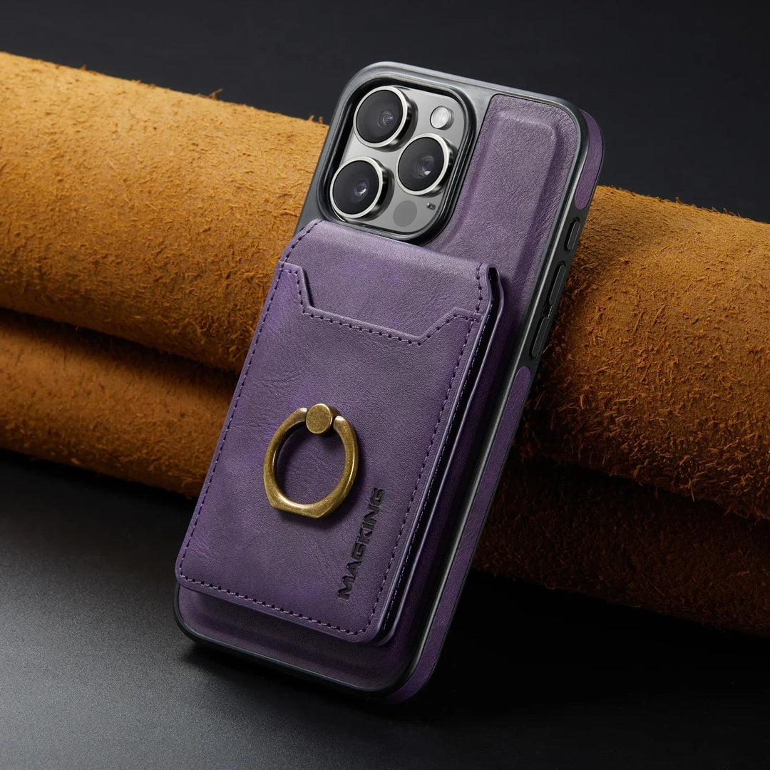 CALORA_ MagSafe iPhone-hoesje met Afneembare Portemonnee en Ringhouder