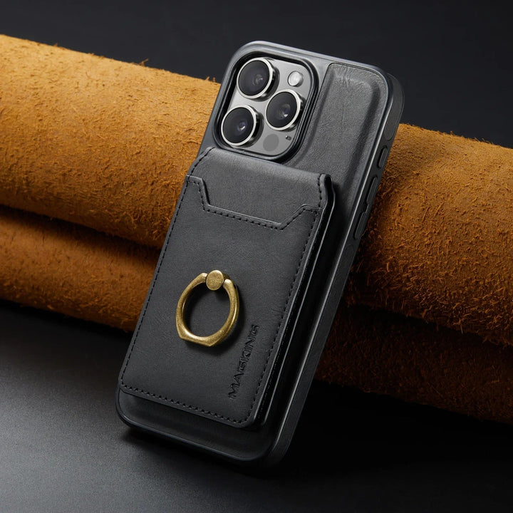 CALORA_ MagSafe iPhone-hoesje met Afneembare Portemonnee en Ringhouder