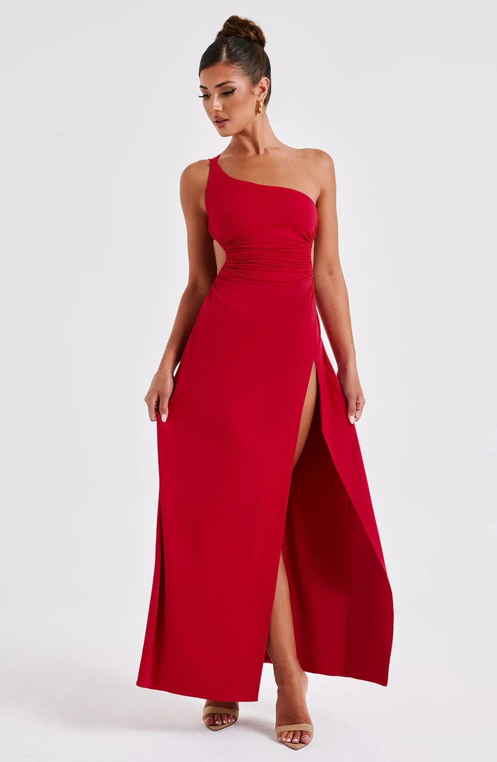 CALORA_ Maxi Jurk Met Een Split Elegant Comfortabele Avondjurk