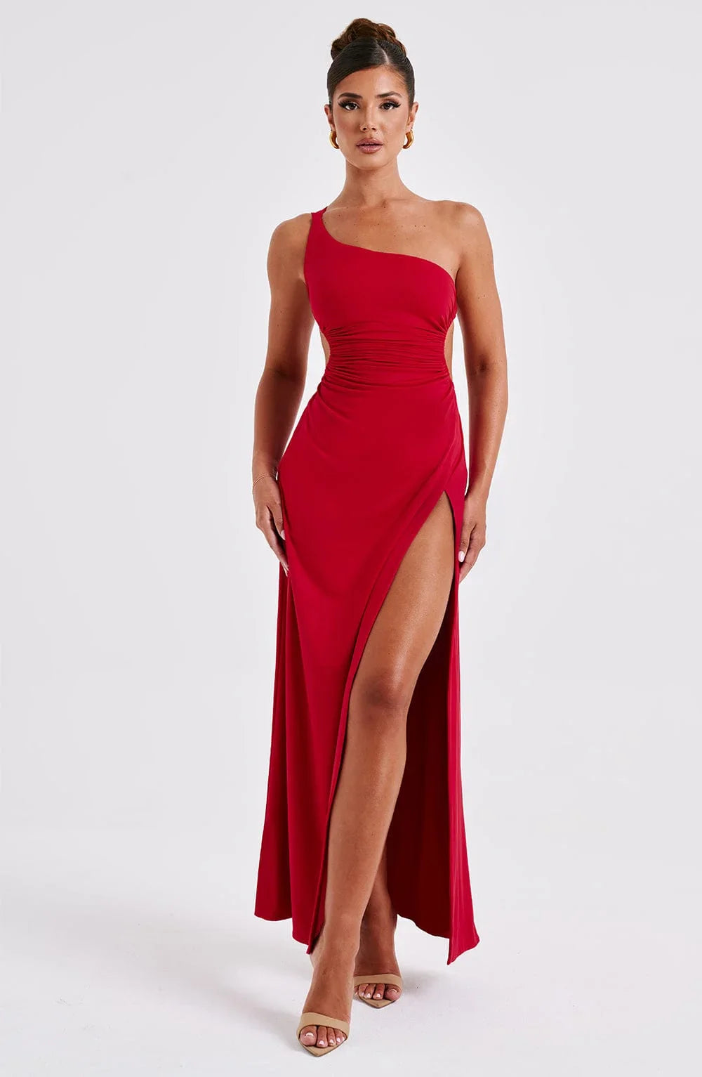 CALORA_ Maxi Jurk Met Een Split Elegant Comfortabele Avondjurk