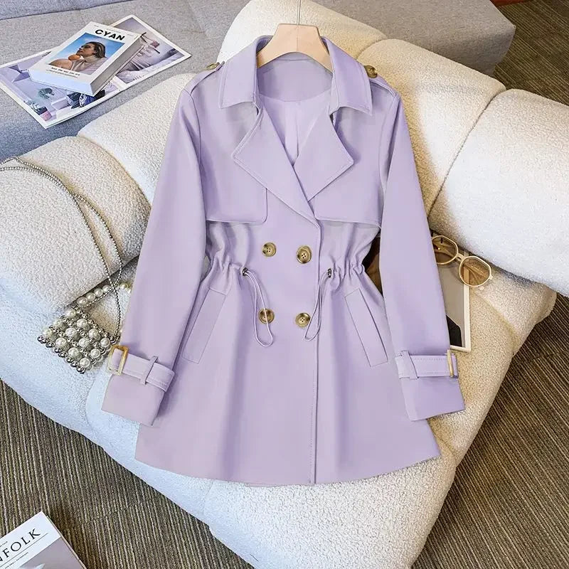 CALORA_ Elegante Middellange Trenchcoat voor Dames van Hoogwaardige Stof