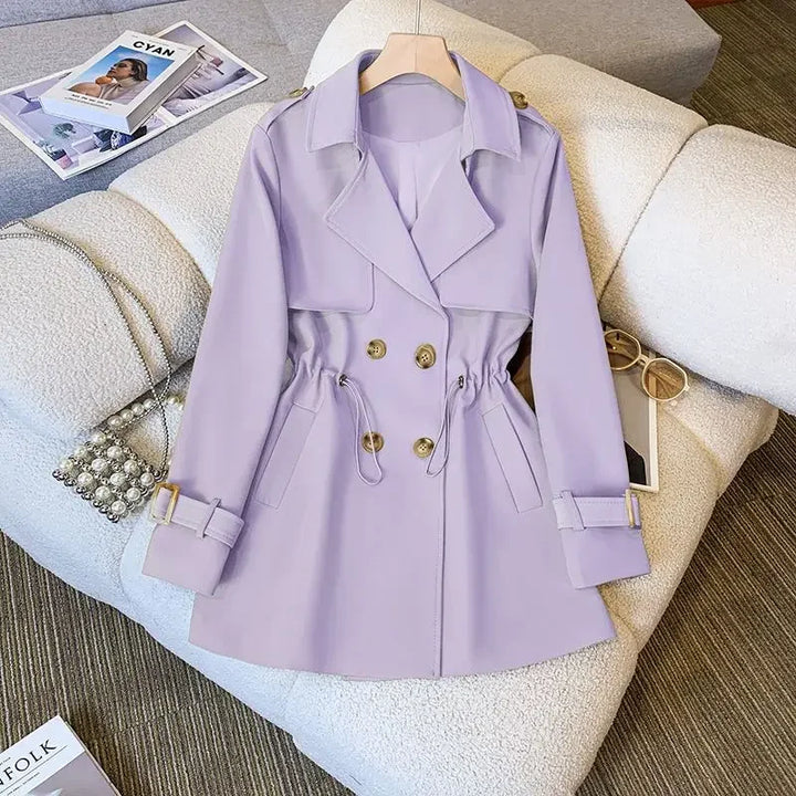 CALORA_ Elegante Middellange Trenchcoat voor Dames van Hoogwaardige Stof
