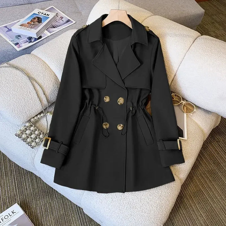 CALORA_ Elegante Middellange Trenchcoat voor Dames van Hoogwaardige Stof