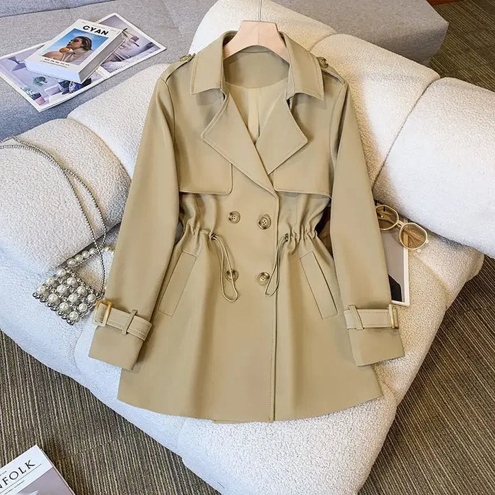 CALORA_ Elegante Middellange Trenchcoat voor Dames van Hoogwaardige Stof