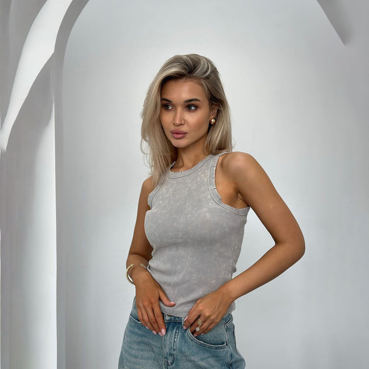 CALORA_ Minimalistisch Effen Kleur Klein Top Vest voor Dames