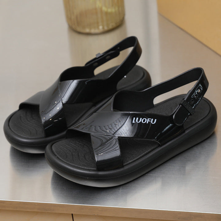 CALORA_ Modieuze Dames Slippers met Gesp en Open Teen van Jelly