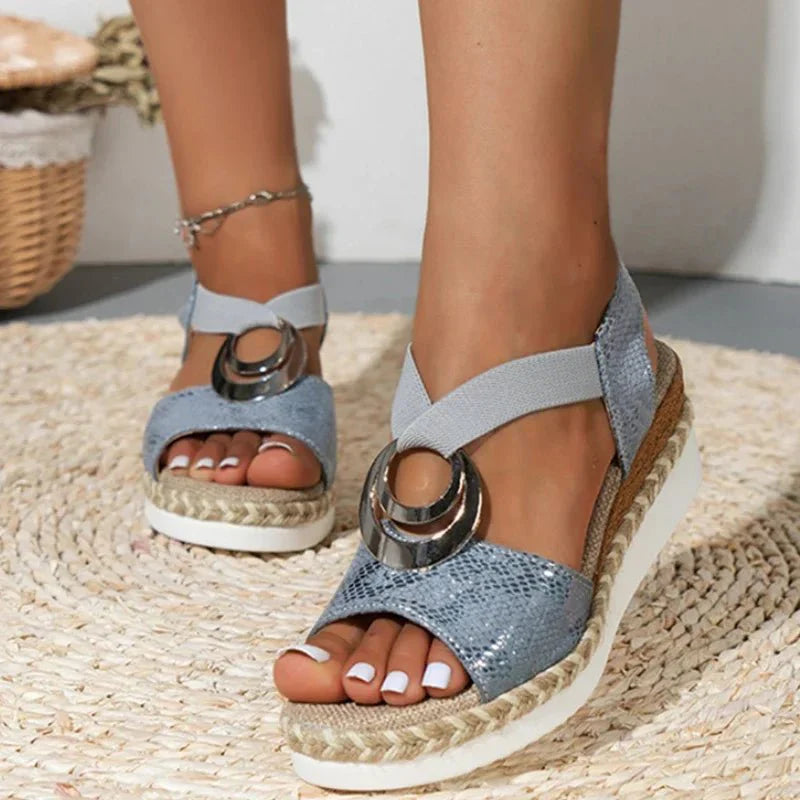 CALORA_ Modieuze Sandalen met PU Slangenpatroon en Comfortabel Design