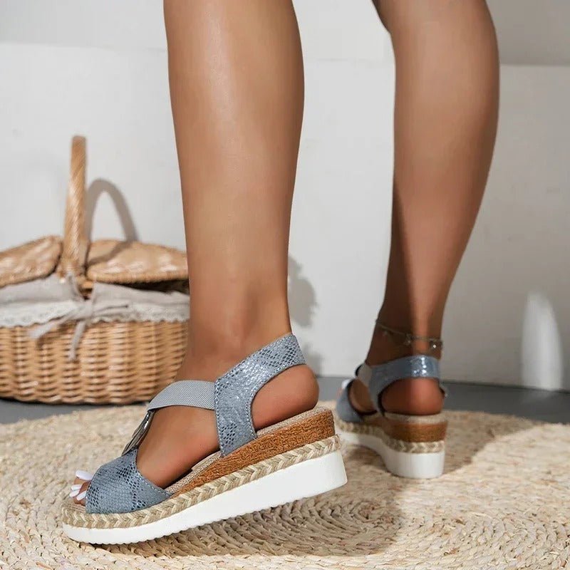 CALORA_ Modieuze Sandalen met PU Slangenpatroon en Comfortabel Design
