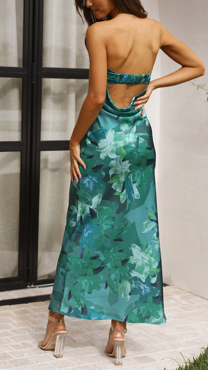 CALORA_ Mouwloze Bloemen Maxi Jurk Met Vloeiende Zomer Silhouet