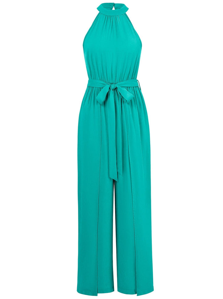 CALORA_ Mouwloze Halter Jumpsuit met Strik Taille