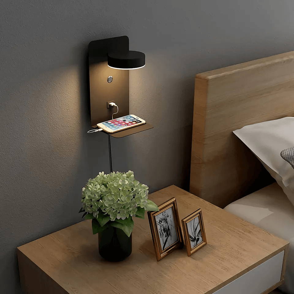 CALORA_ Nachtlamp met Oplader en 90° Draaibaar Oplaadstation
