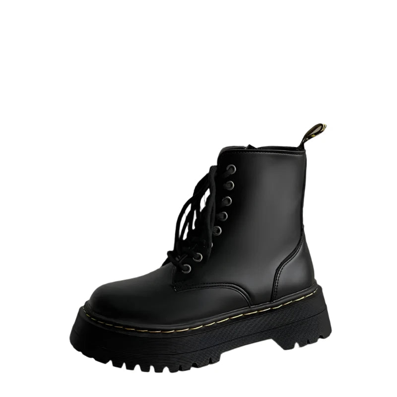 CALORA_ Noa | Chunky Leren Dames Laarzen met hoge zool