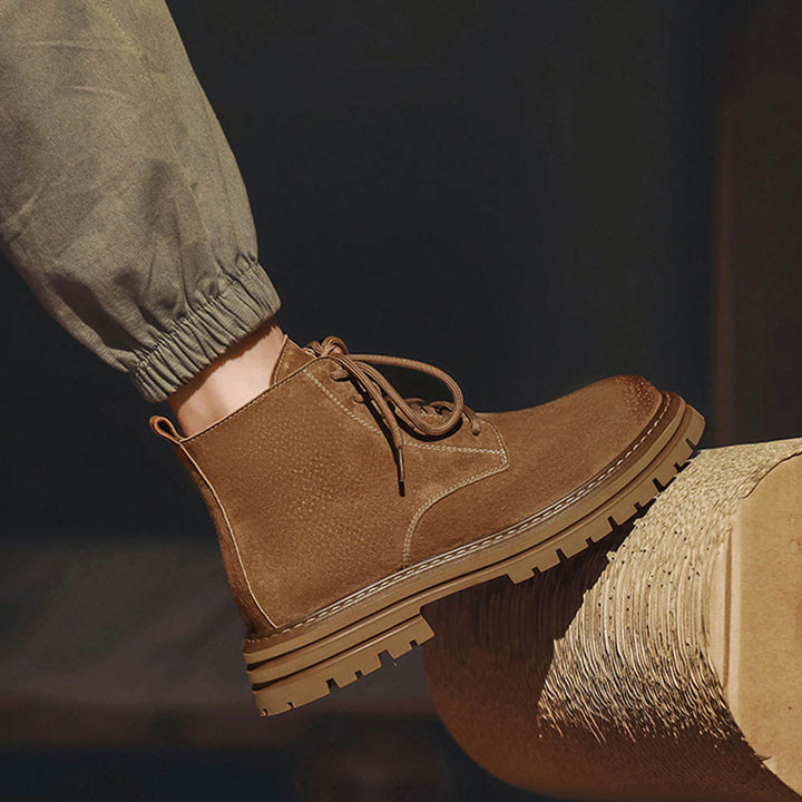 CALORA_ OakForge Boots | Heren Laarzen - Dubbele laag leer, robuuste nubuck afwerking