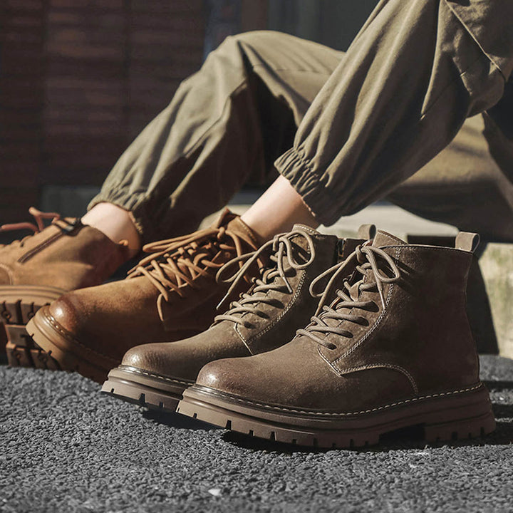 CALORA_ OakForge Boots | Heren Laarzen - Dubbele laag leer, robuuste nubuck afwerking