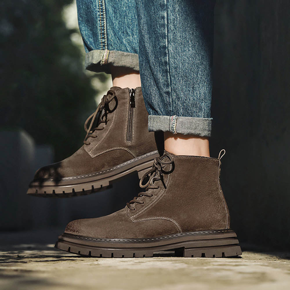 CALORA_ OakForge Boots | Heren Laarzen - Dubbele laag leer, robuuste nubuck afwerking