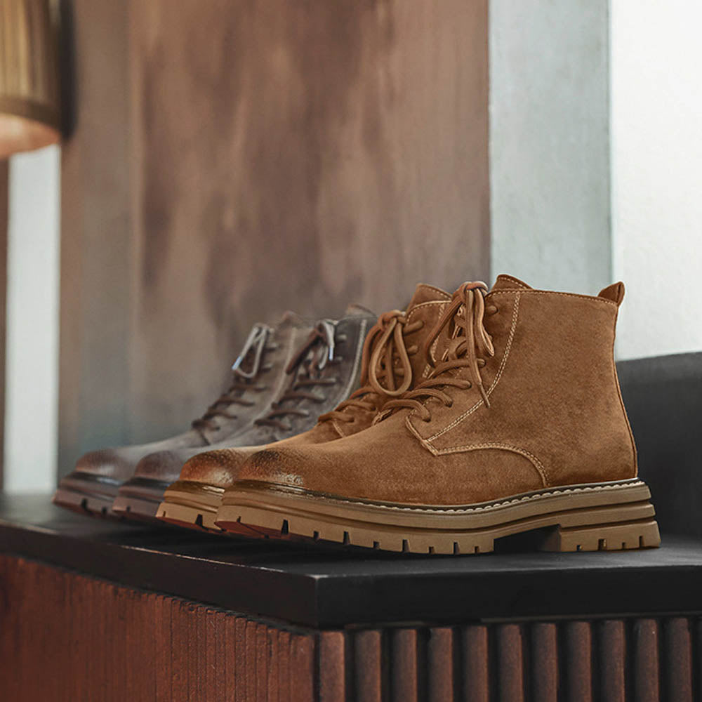 CALORA_ OakForge Boots | Heren Laarzen - Dubbele laag leer, robuuste nubuck afwerking