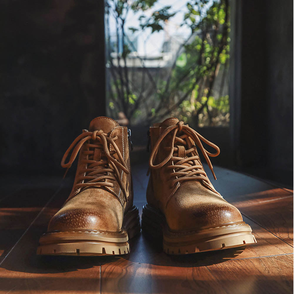 CALORA_ OakForge Boots | Heren Laarzen - Dubbele laag leer, robuuste nubuck afwerking