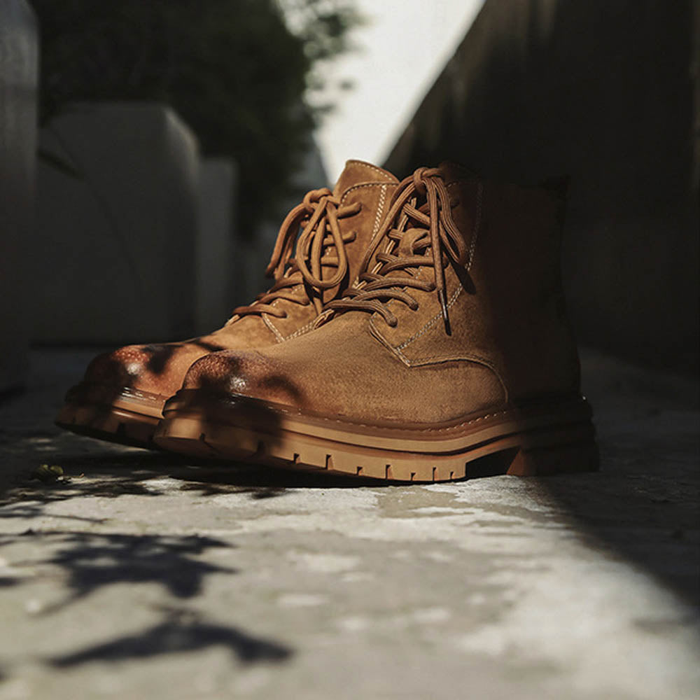 CALORA_ OakForge Boots | Heren Laarzen - Dubbele laag leer, robuuste nubuck afwerking