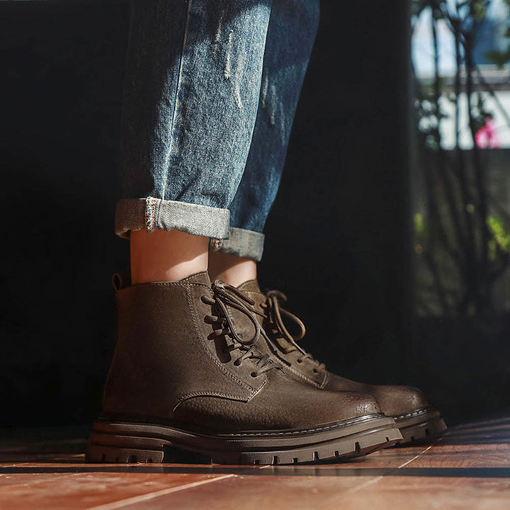 CALORA_ OakForge Boots | Heren Laarzen - Dubbele laag leer, robuuste nubuck afwerking