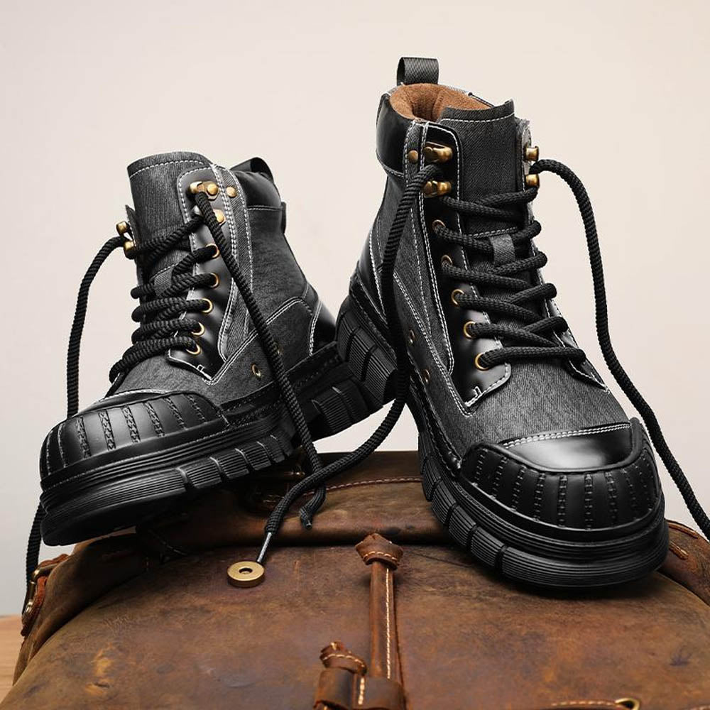 CALORA_ OakForge Veterlaarzen - Nubuck Leer, Lichtgewicht, Rubber Zool, Harde neus