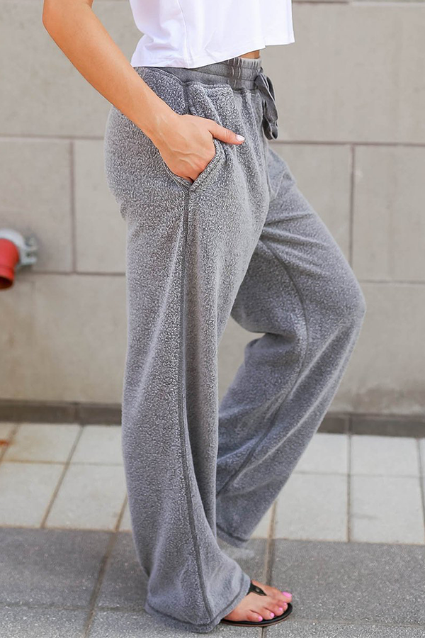 CALORA_ Casual Losse Wijdere Broek met Trekkoord en Zakken voor Dames