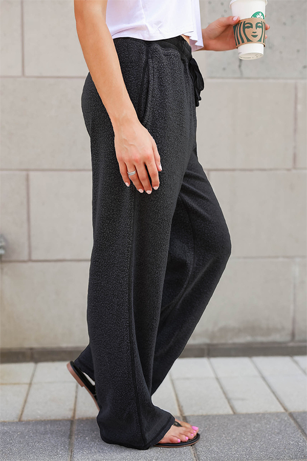 CALORA_ Casual Losse Wijdere Broek met Trekkoord en Zakken voor Dames