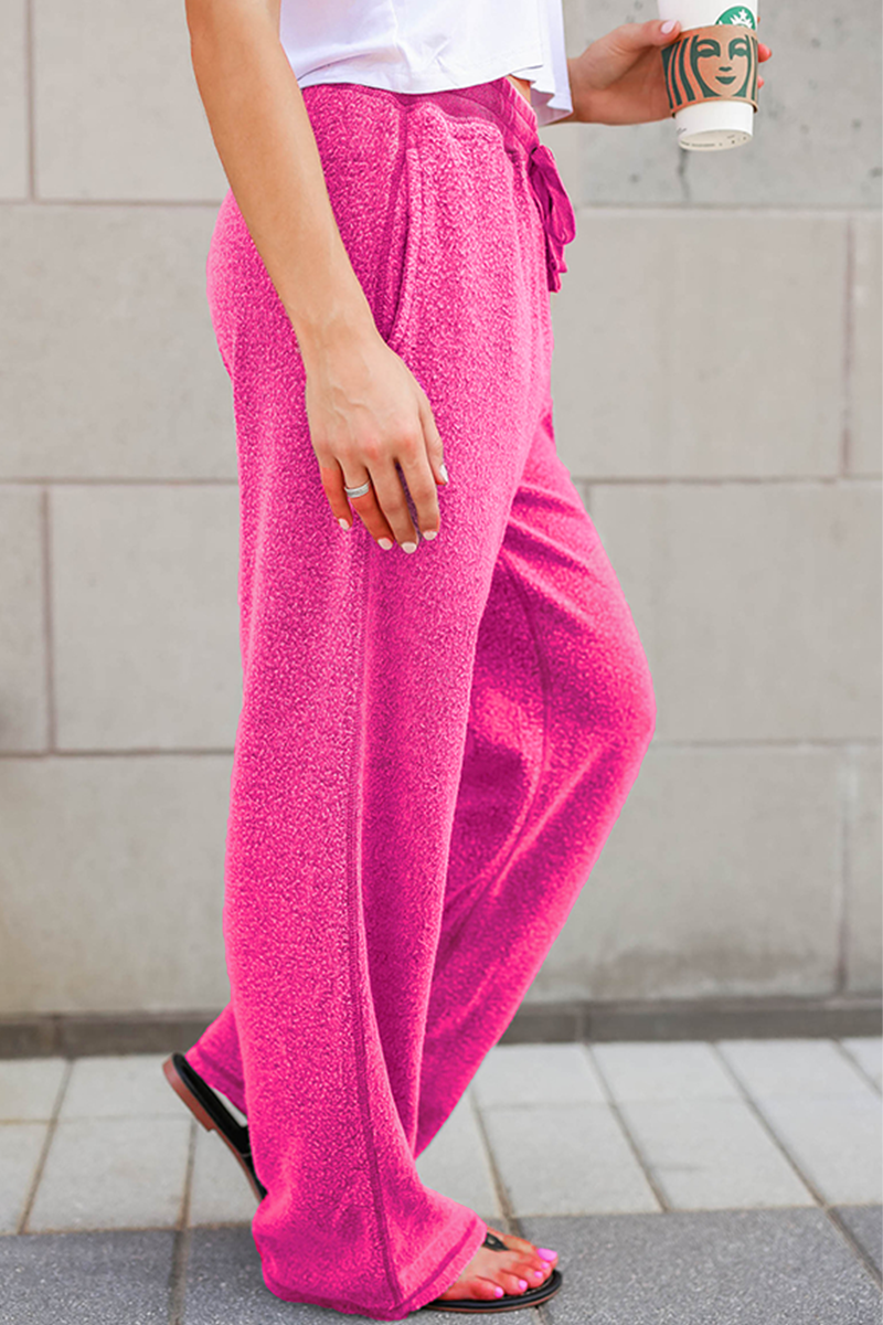 CALORA_ Casual Losse Wijdere Broek met Trekkoord en Zakken voor Dames