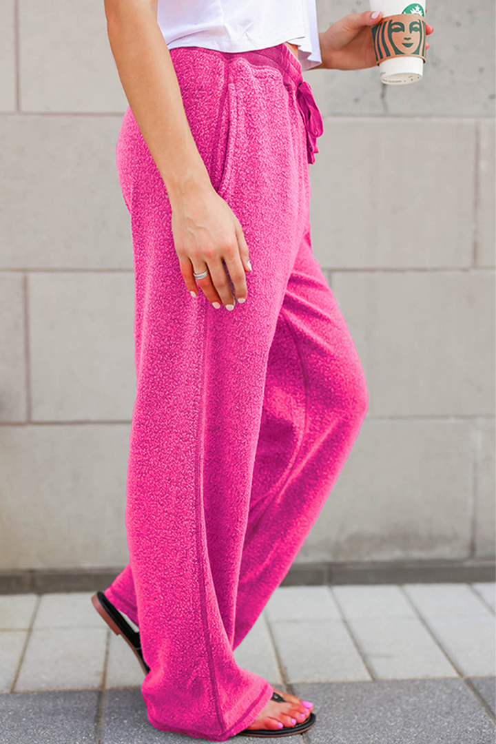 CALORA_ Casual Losse Wijdere Broek met Trekkoord en Zakken voor Dames