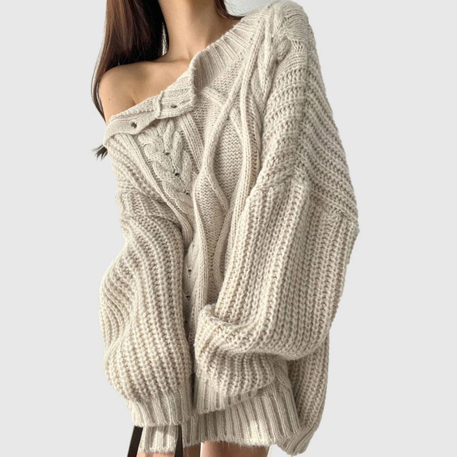CALORA_ Open schouder bias trui voor herfst winter