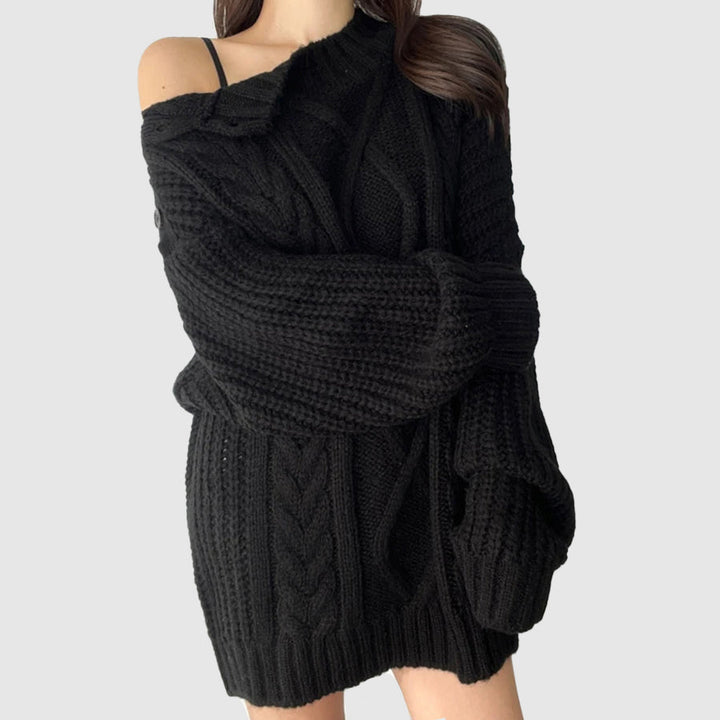 CALORA_ Open schouder bias trui voor herfst winter