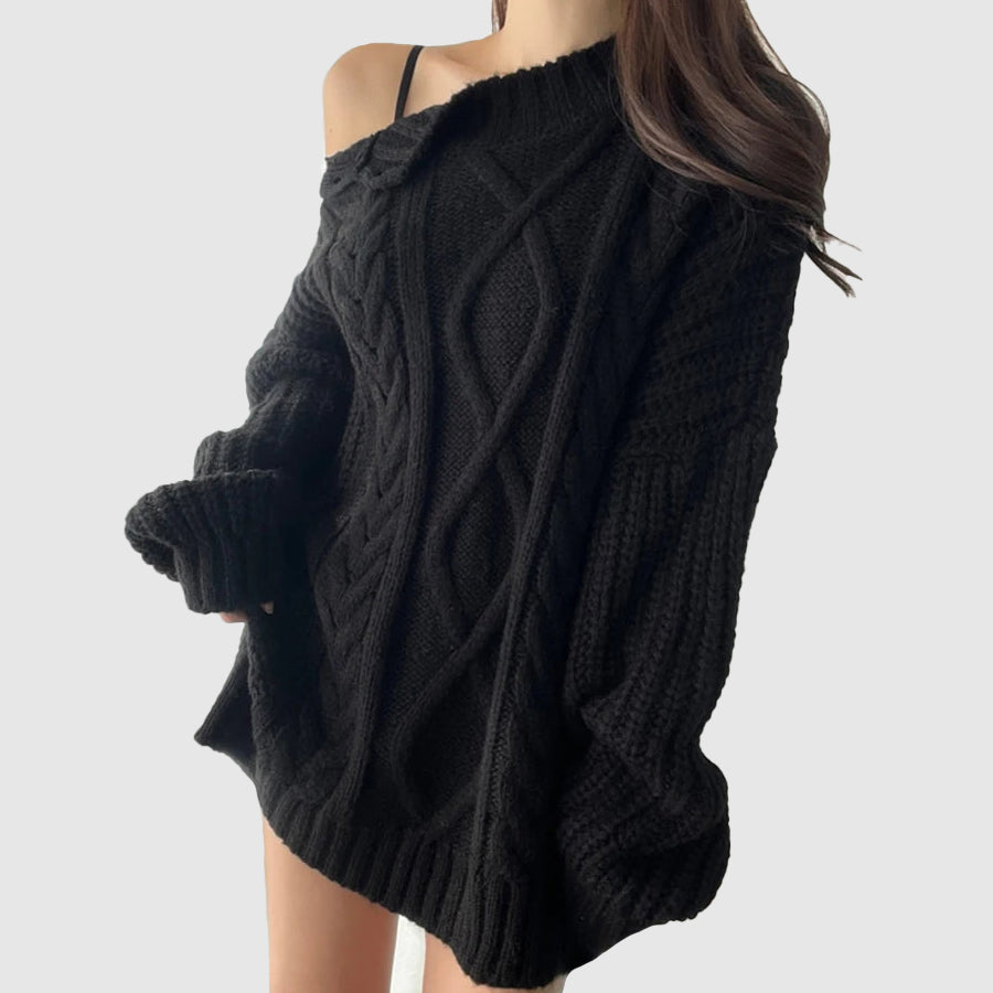 CALORA_ Open schouder bias trui voor herfst winter