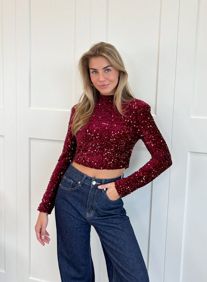 CALORA_ Pailletten Glittertop voor Feestjes - Elegante Glamour Outfit