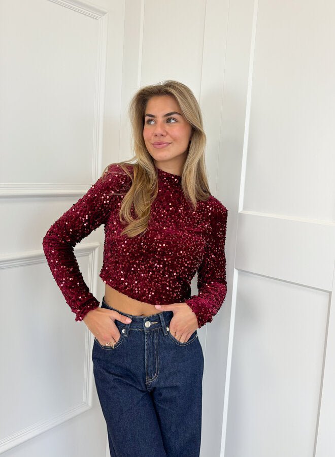 CALORA_ Pailletten Glittertop voor Feestjes - Elegante Glamour Outfit