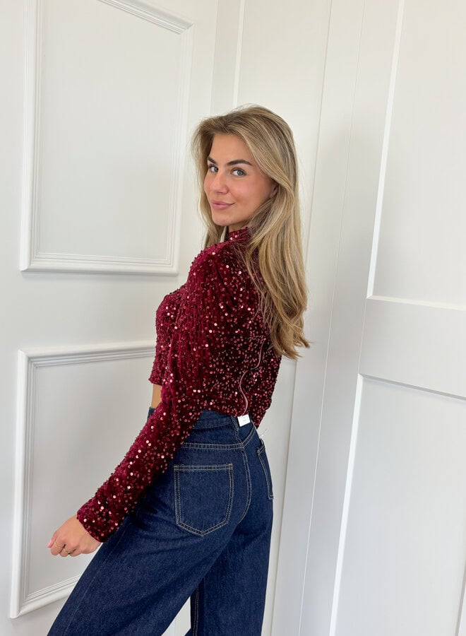 CALORA_ Pailletten Glittertop voor Feestjes - Elegante Glamour Outfit