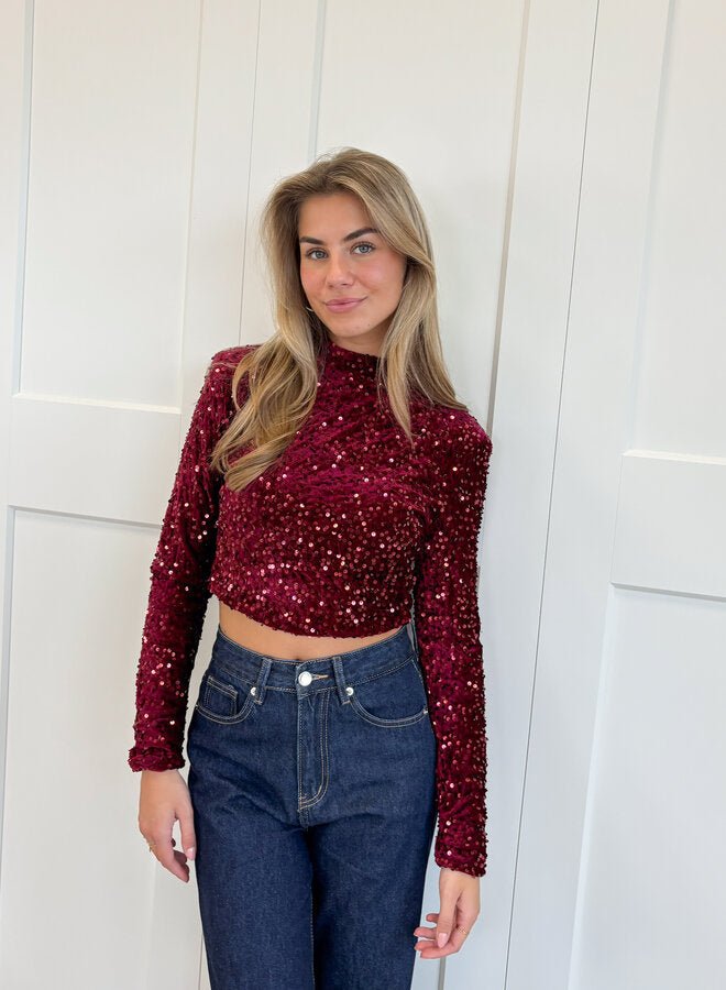 CALORA_ Pailletten Glittertop voor Feestjes - Elegante Glamour Outfit