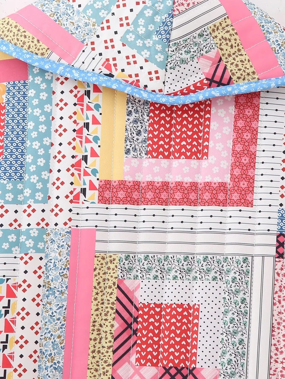 CALORA_ Patchwork Gequiltede Jas met Open Voorkant en Vrolijke Kleuren