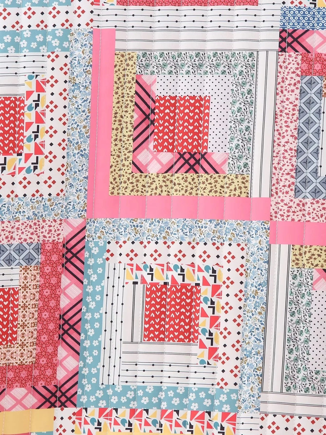 CALORA_ Patchwork Gequiltede Jas met Open Voorkant en Vrolijke Kleuren