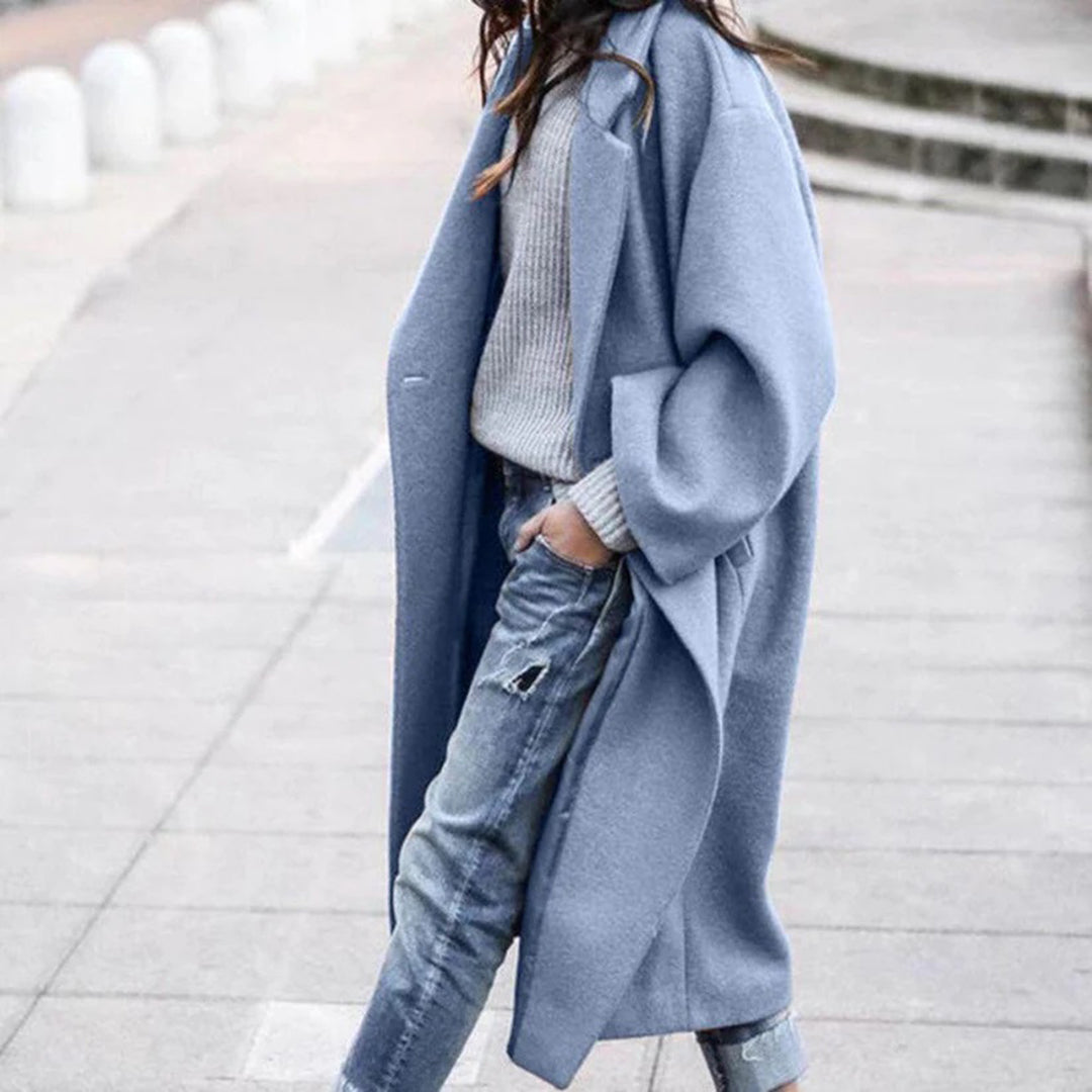 CALORA_ Pearl | Elegante winter trenchcoat met één knoop en knielengte voor dames