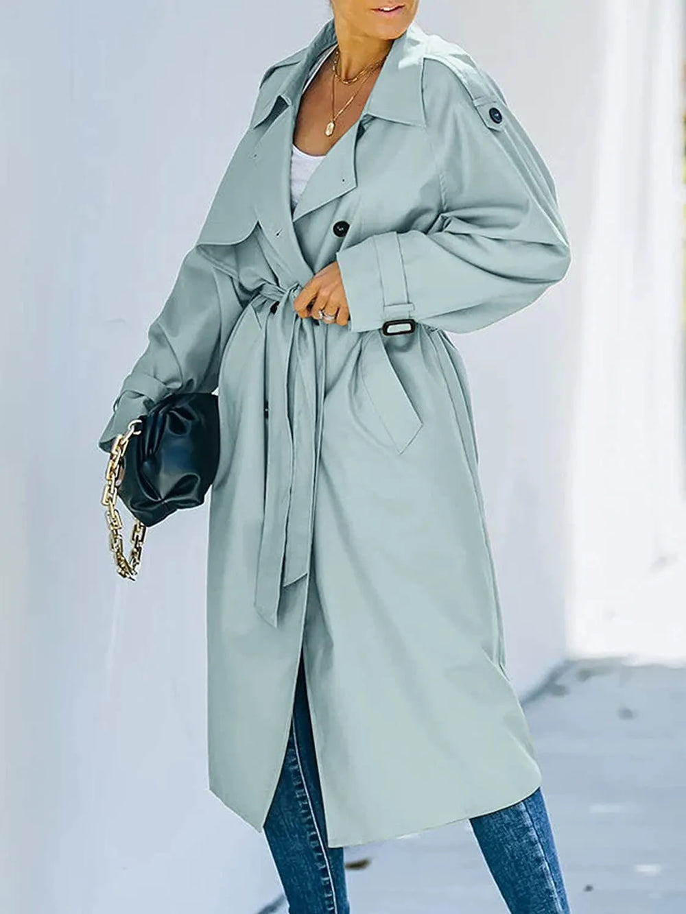 CALORA_ Pravina | Dubbele Lange Trenchcoat